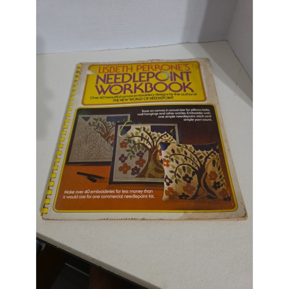 Vintage 1973 Lisbeth Perrone Needlepoint Workbook 40+ Designs Spiral Bound Book